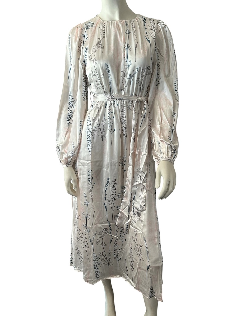 Jardinvue Floral Midi Dress Beige Small NWT IN PACKAGE